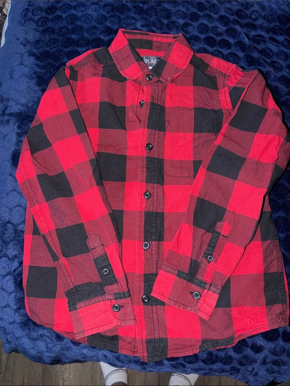 The Children's Place Red and Black Buffalo Plaid Button-Down Shirt
